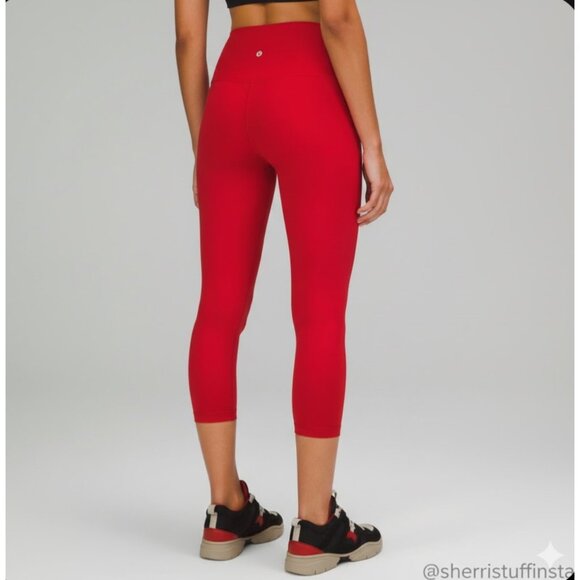 Like New Lululemon Align Crop 21" High-Rise Leggings Dark Red Nulu Yoga Pants 4 - Picture 1 of 8